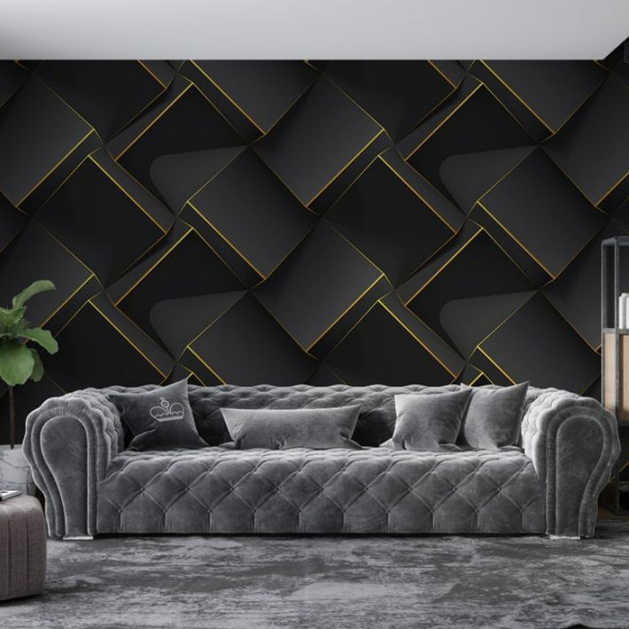 look.jpg 3D Look Dark Geometric Pattern Wallpaper - Image 1